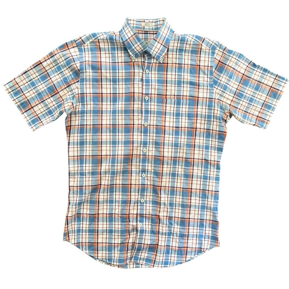 Peter Millar Mens Short Sleeve Button Down Size Large Plaid Shirt